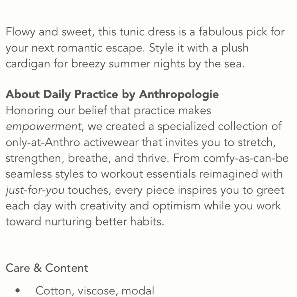 NWOT ANTHROPOLOGIE DAILY PRACTICE MOLLIE TUNIC DRESS - Picture 9 of 10